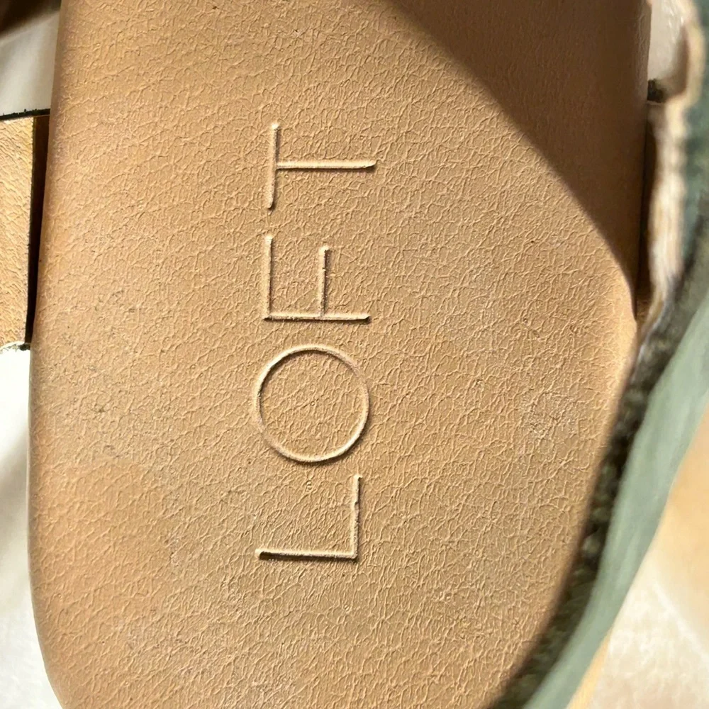LOFT Olive Green Strappy Leather clog chunky block heel Platform Sandals size 7 - Picture 10 of 11